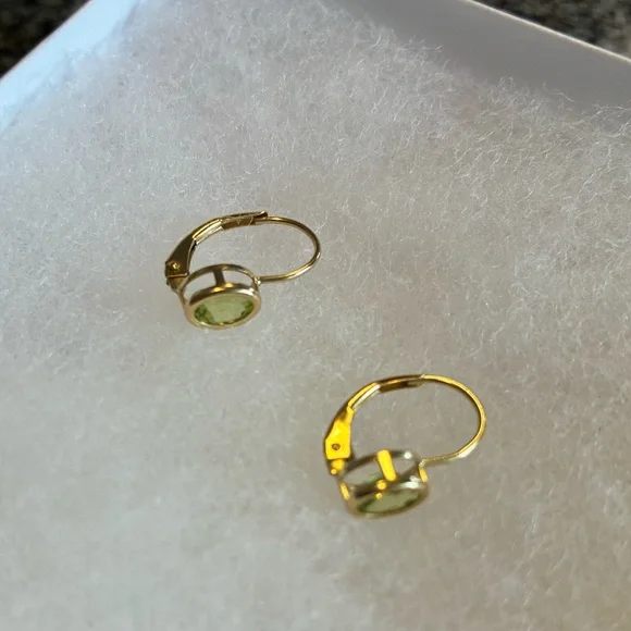 14K Yellow Gold Peridot Earrings – Genuine Gemstone August Birthstone